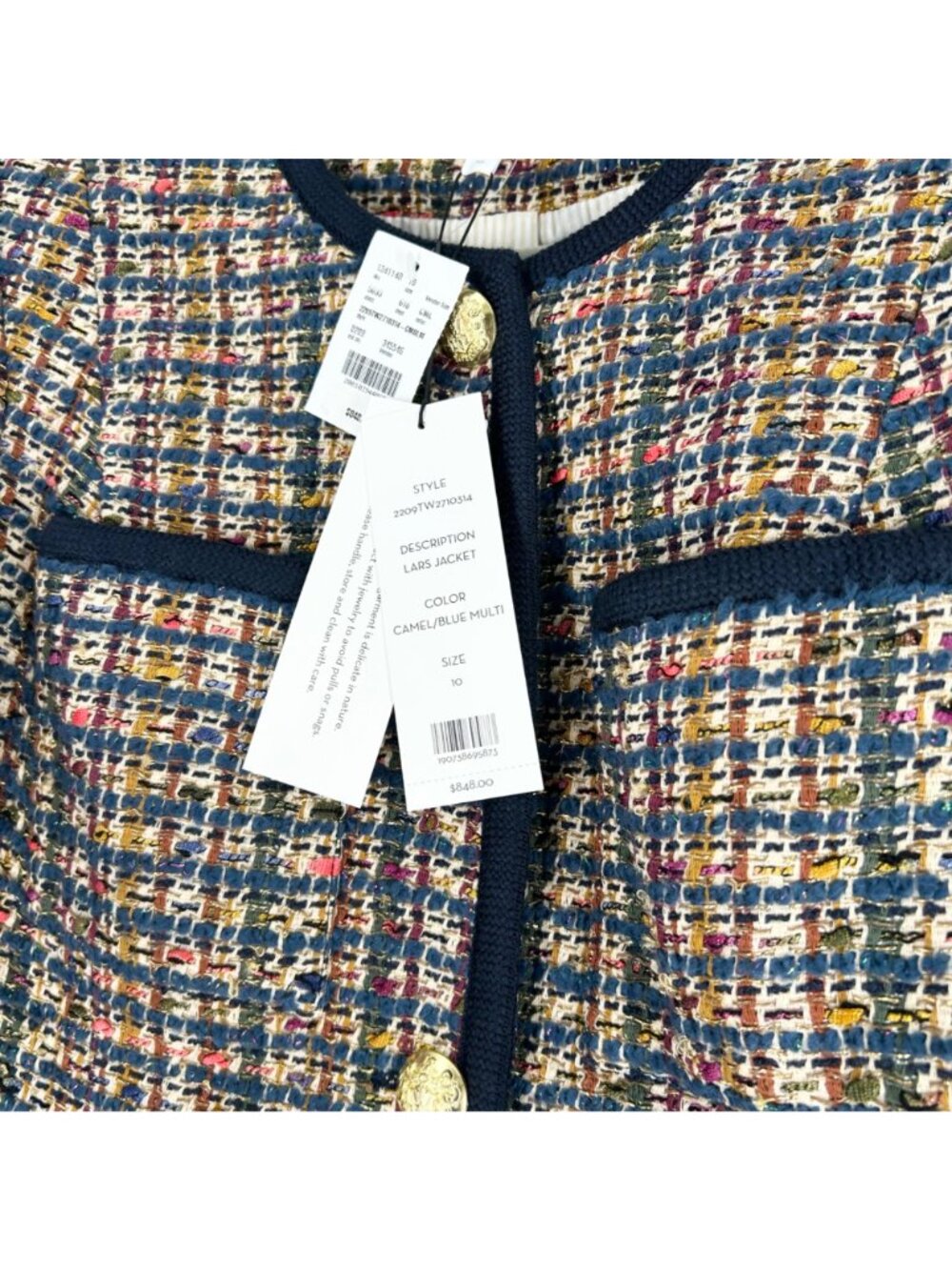 NWT Veronica Beard Lars Jacket in Camel/Blue Multi - Picture 6 of 13